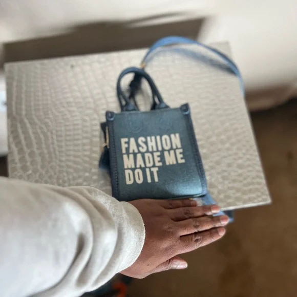 House of Rehab Fashion made me do it Micro shopper Blue Denim Tote Bag - Picture 12 of 16